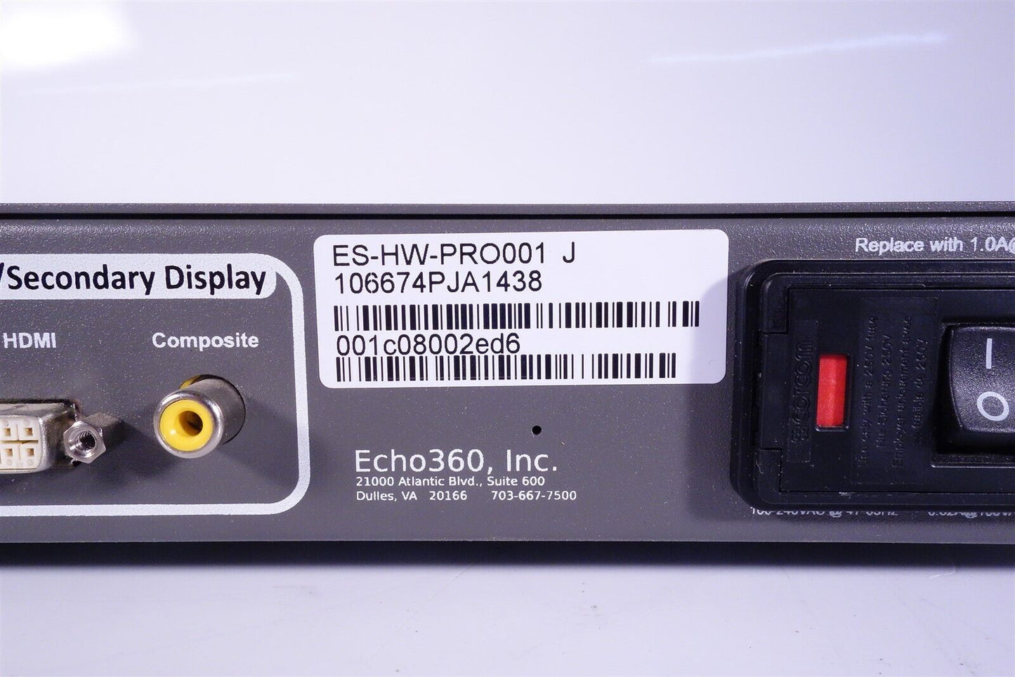 Echo 360 SafeCapture HD Model ES-HW-PRO001 Capture Appliance 