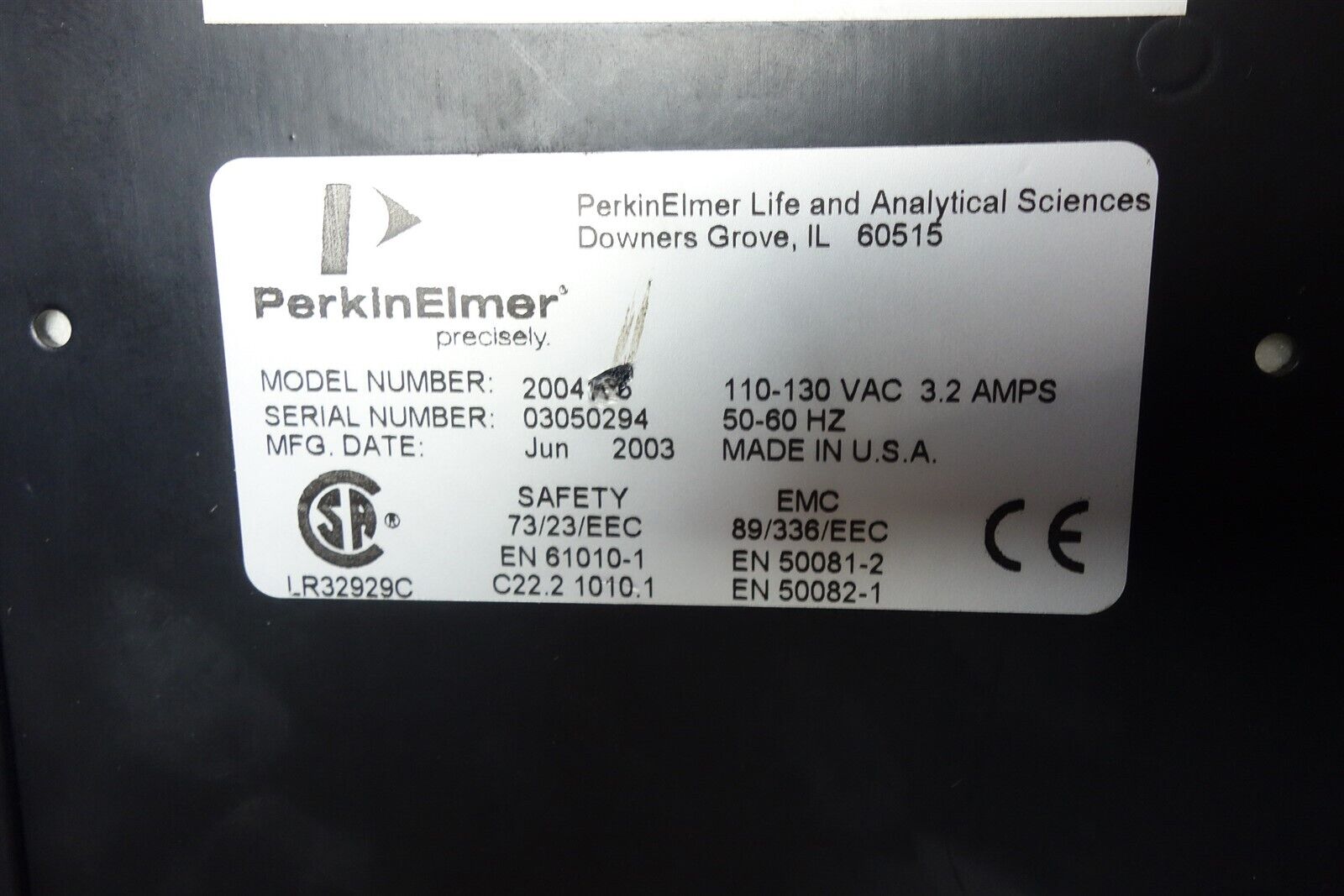 Perkin Elmer K-O Concepts Part 25421900 CP-10 