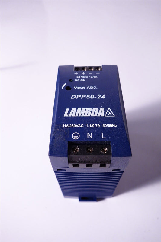 TDK Lambda DPP50-24 DIN Rail Mount Power Supply, 115 / 230 VAC to 24 VDC 50W