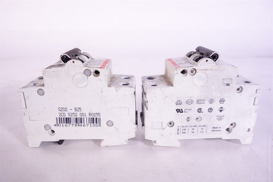 Lot of 2 ABB Circuit Breaker 2 Pole S202 - B25, BKR CKT 480V 2P 25A