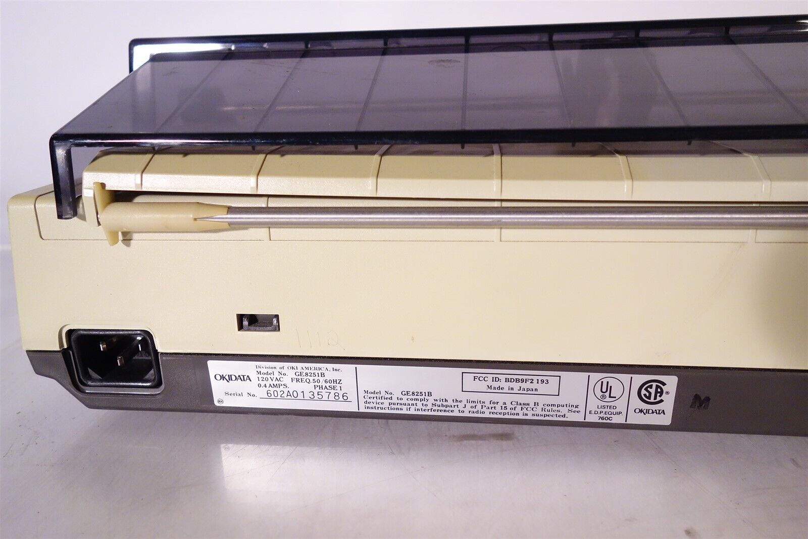 VINTAGE OKIDATA MICROLINE 193 Printer IBM PC XT compatable