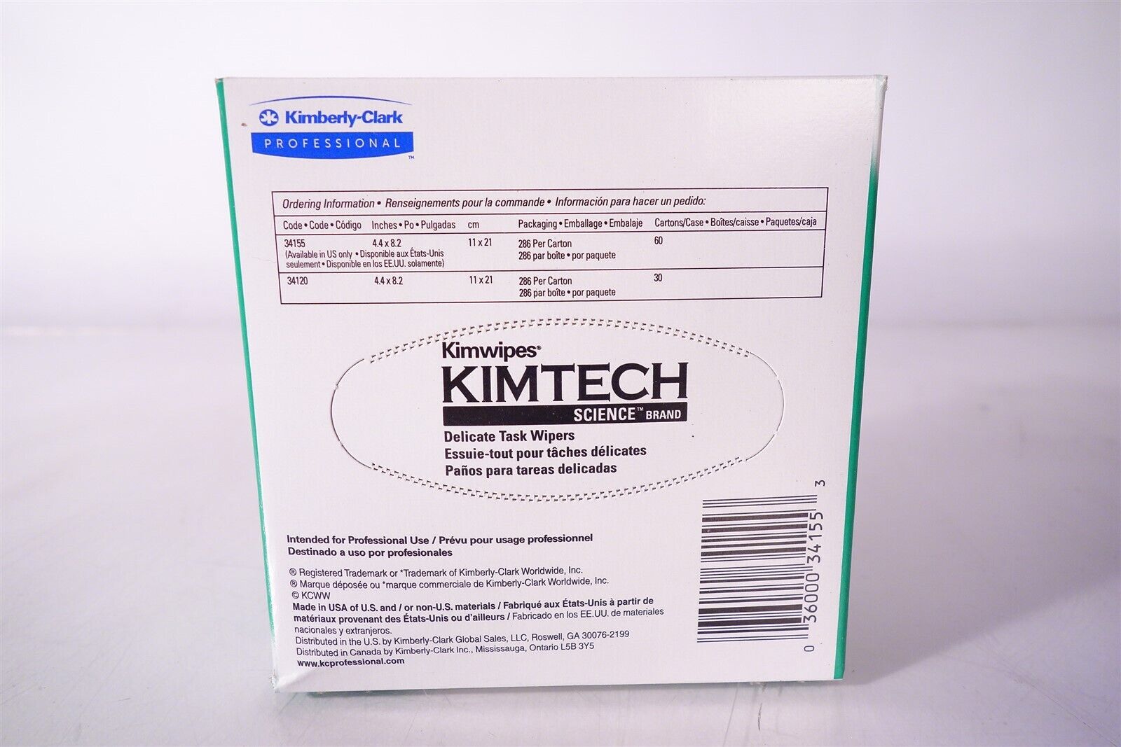 Kimtech Science Kimwipes Delicate Task Wipers 34155, White 286ct 