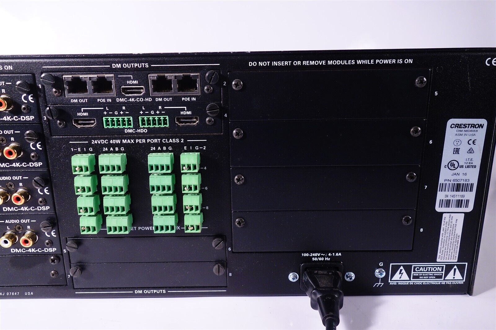 Crestron DM-MD8x8 Switcher with 4 DMC-4K-C-DSP + DMC-4K-CO-H DMC-HDO 