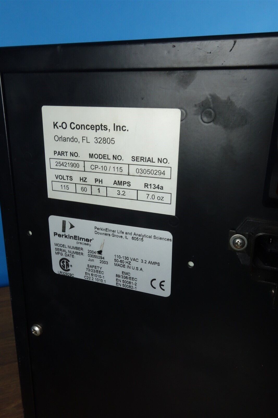 Perkin Elmer K-O Concepts Part 25421900 CP-10 