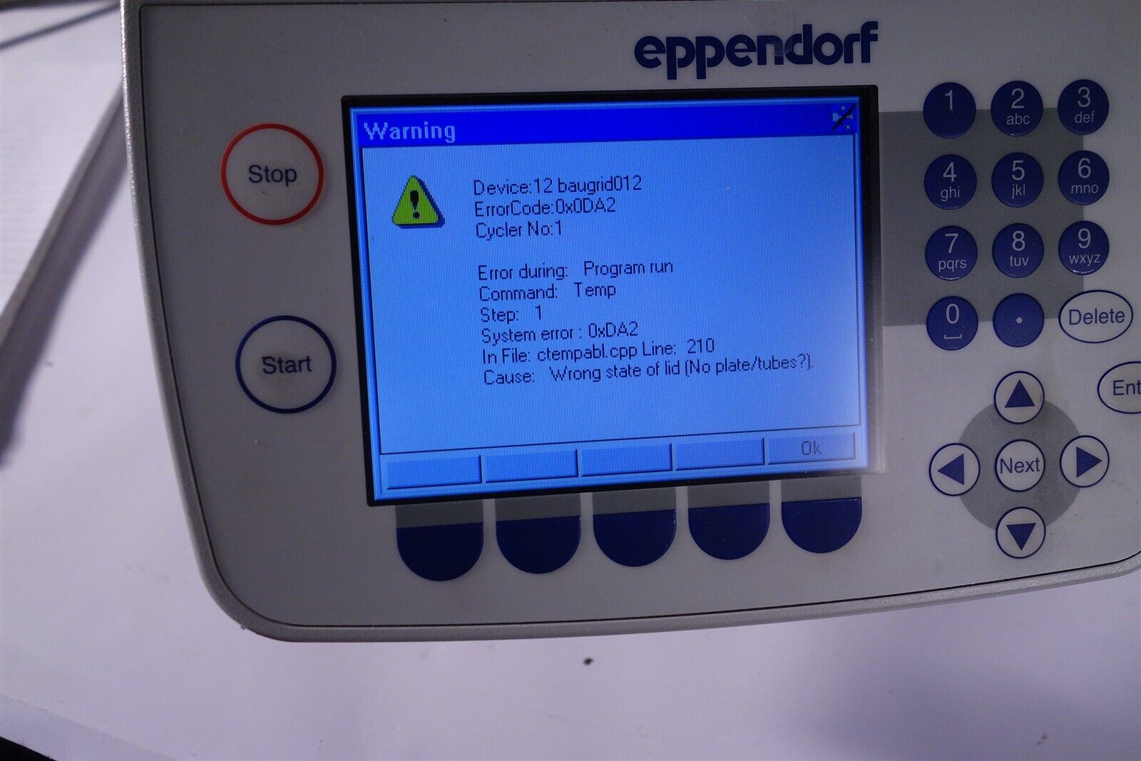 Eppendorf 5345 MasterCycler EPGradient S Gives error 