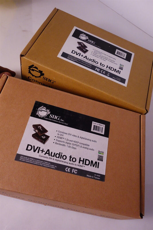 Lot of 2 NEW SIIG CE-HM0031-S1 DVI and Audio to HDMI Converter