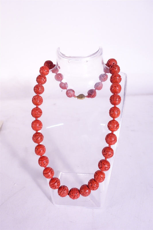 Chinese Cinnabar Necklace - Vintage - NEVER WORN 