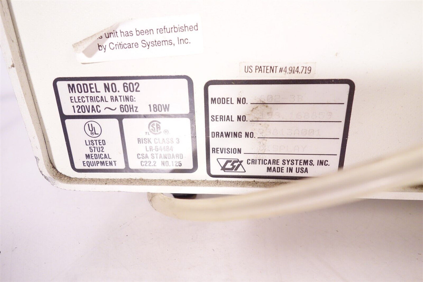 Criticare 602-3B Poet IQ Anesthesia Gas Monitor 