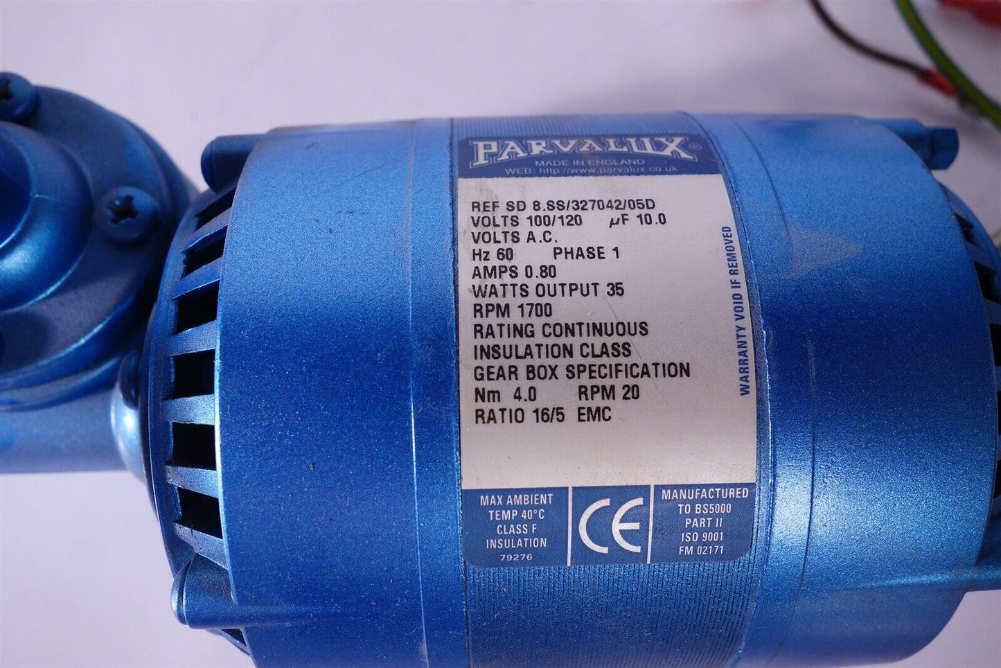 Parvalux Gear Motor REF SD 8.SS/327042/05D AC Gear Motor 