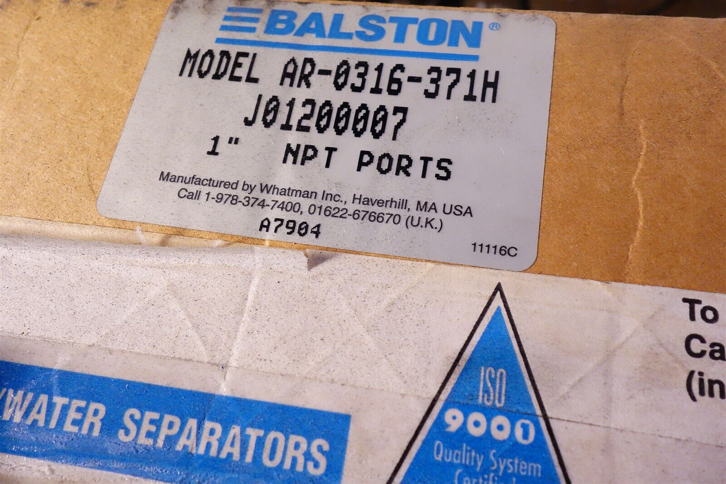 PARKER Balston AR-0316-371H J01200007 1" NPT VACUUM PUMP EXHAUST FILTER NEW 