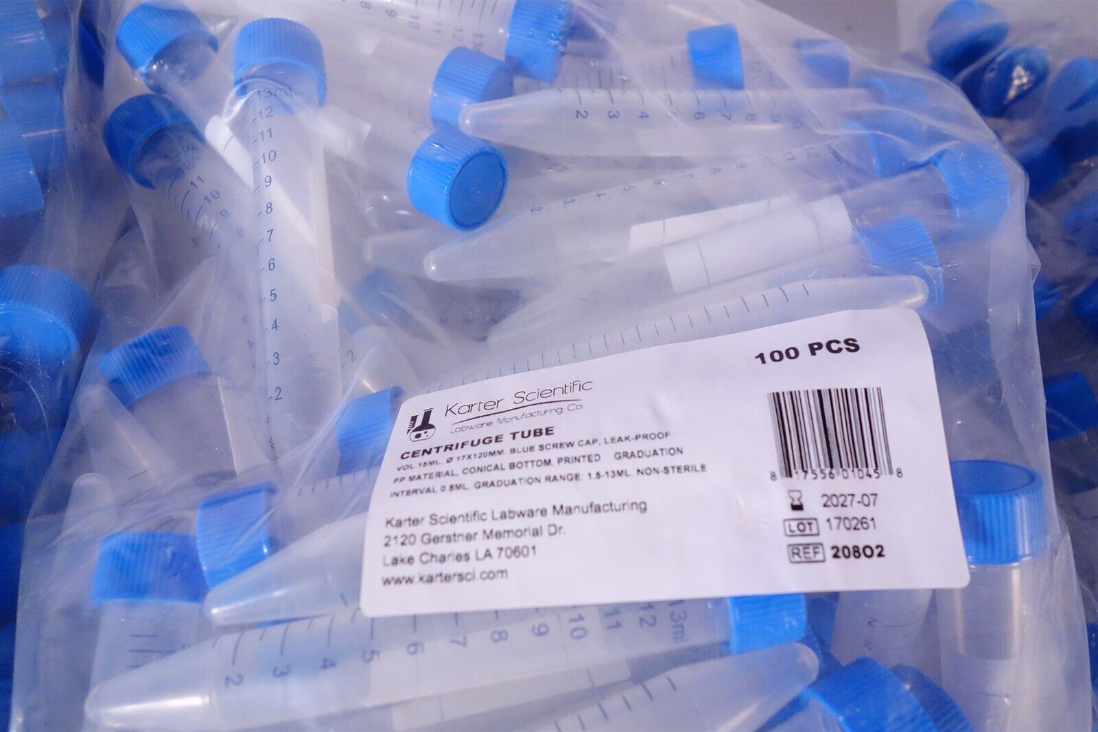 Karter 15ml Conical Bottom Centrifuge Tube 