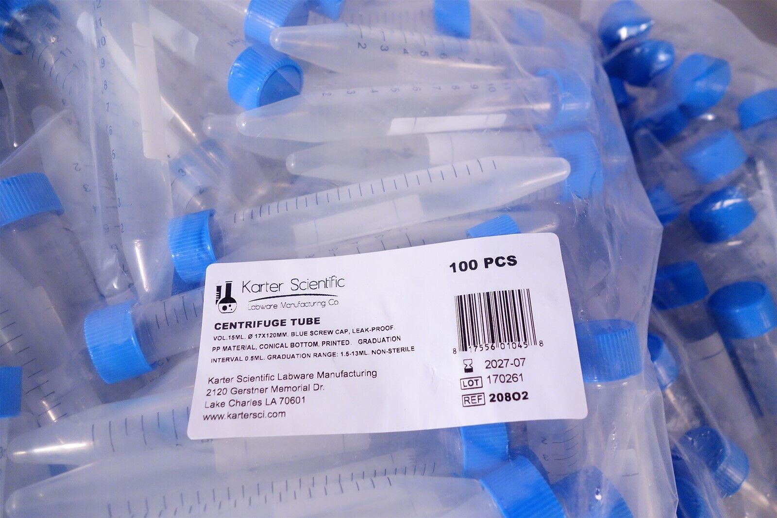 Karter 15ml Conical Bottom Centrifuge Tube 